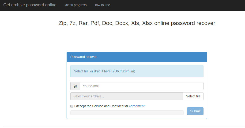 Crack a RAR password using CrackZipRarOnline